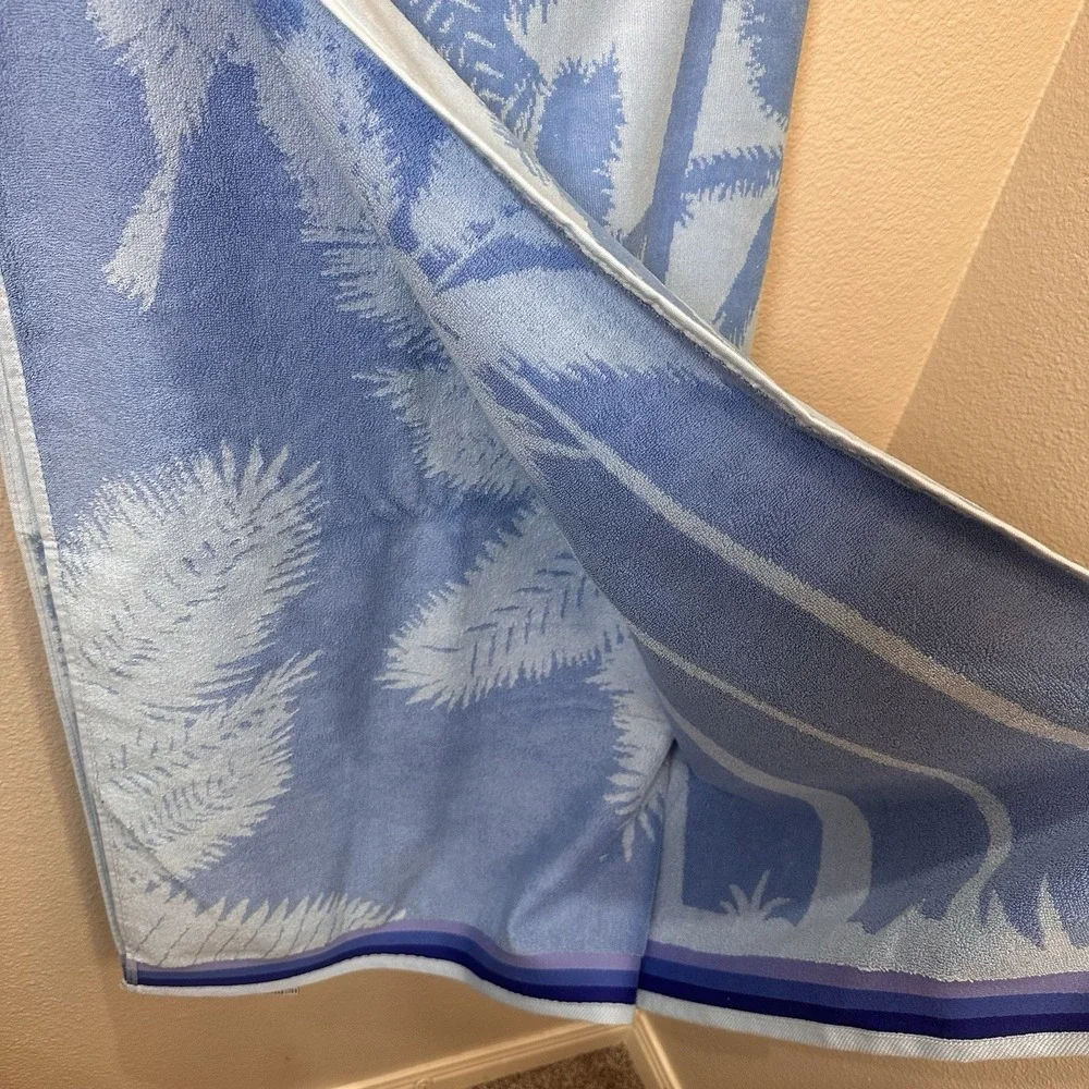 Franco‎ Egyptian Cotton Beach Towel NWT Blue Palm Tree Oversized 72x39
